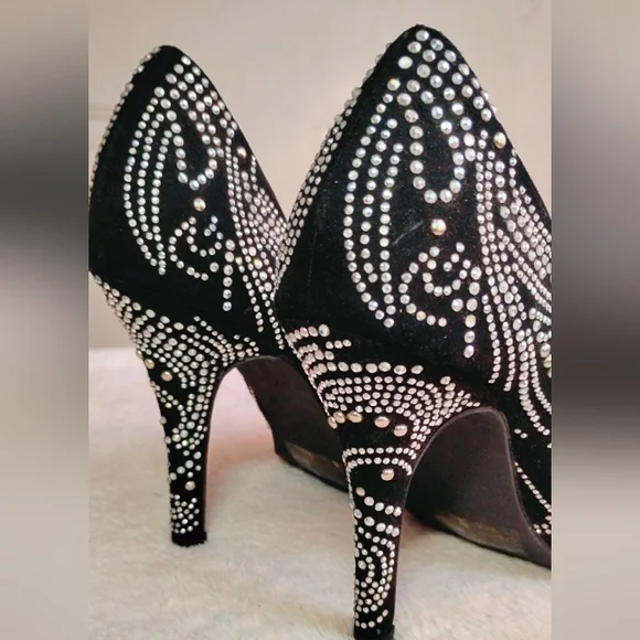 Shiekh Elegant Black Heels Covered In Rhinestone - Picture 7 of 17